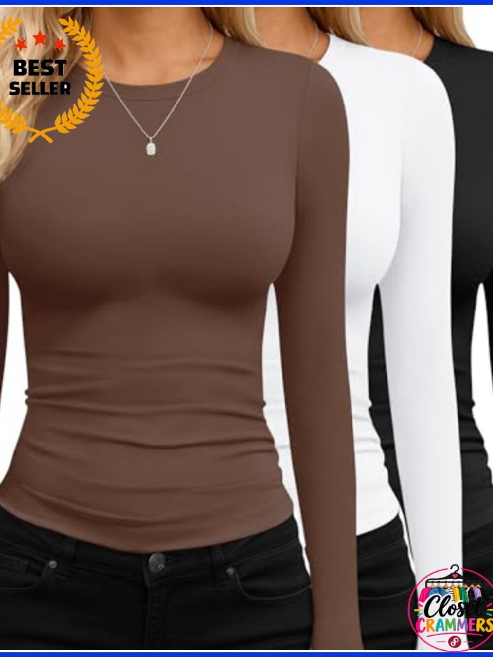 Long Sleeve Crop Top Slim Fit Crew Neck Stretch Casual Workout Tee